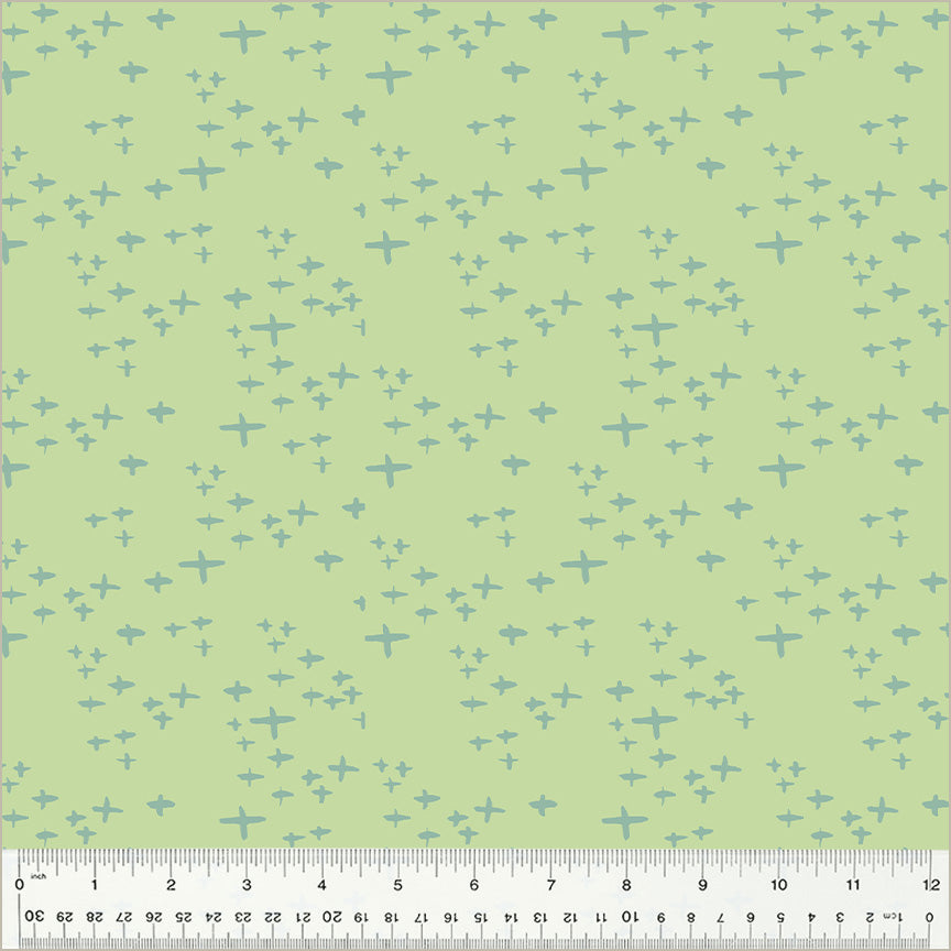 Moonlit by Jennifer Moore / Monaluna, Glimmer in Celery, per half-yard