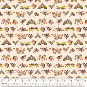 Under the Canopy by Jennifer Moore / Monaluna, Moonlit Moths in Blush, per half-yard
