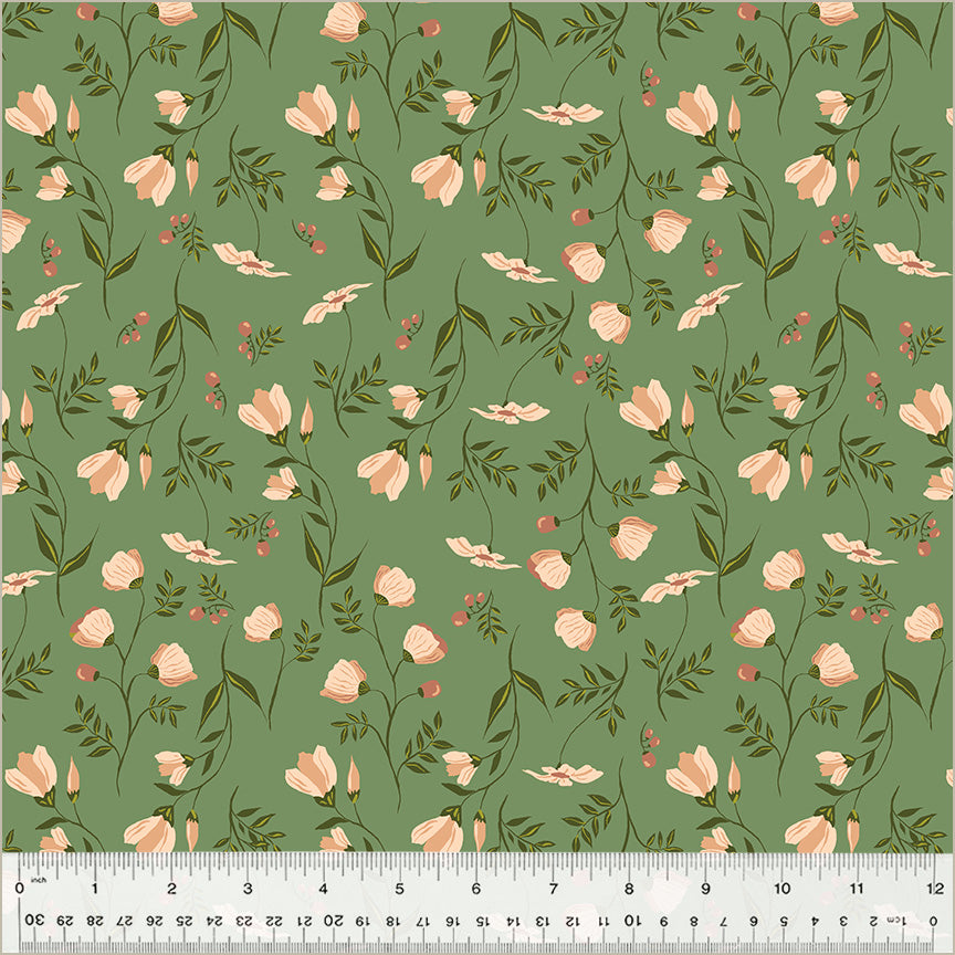 Under the Canopy by Jennifer Moore / Monaluna, Wildflower in Sage, per half-yard