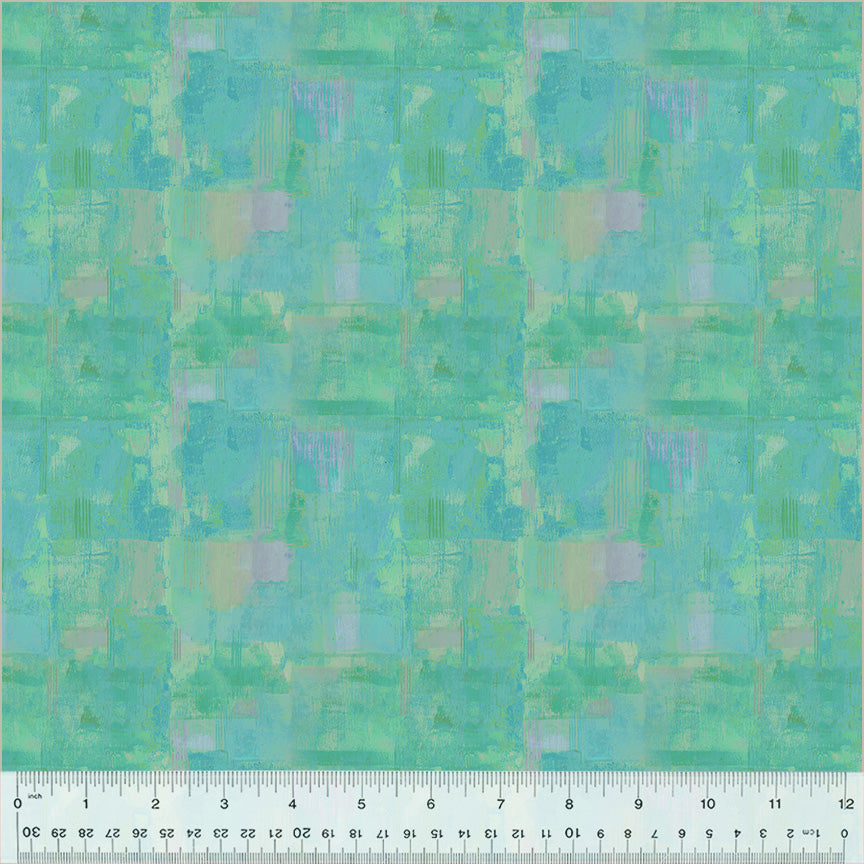 Grounded, Quiet Space in Aqua, per half-yard