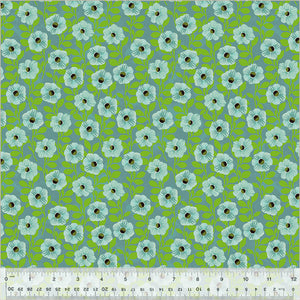 Wild Meadow by Sue Miano, Climbing Floral in Turquoise, per half-yard