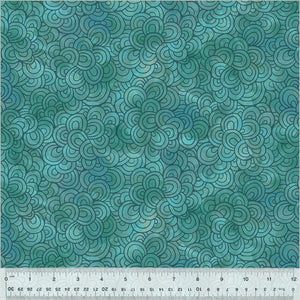 Wild Meadow by Sue Miano, Petal Pavers in Teal, per half-yard