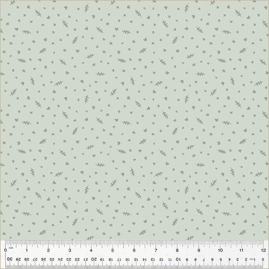 Forest Tales, Leaf Sprinkle in Mint, per half-yard