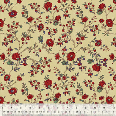 Duchess by Williamsburg, Blooming Vine in Parchment, per half-yard