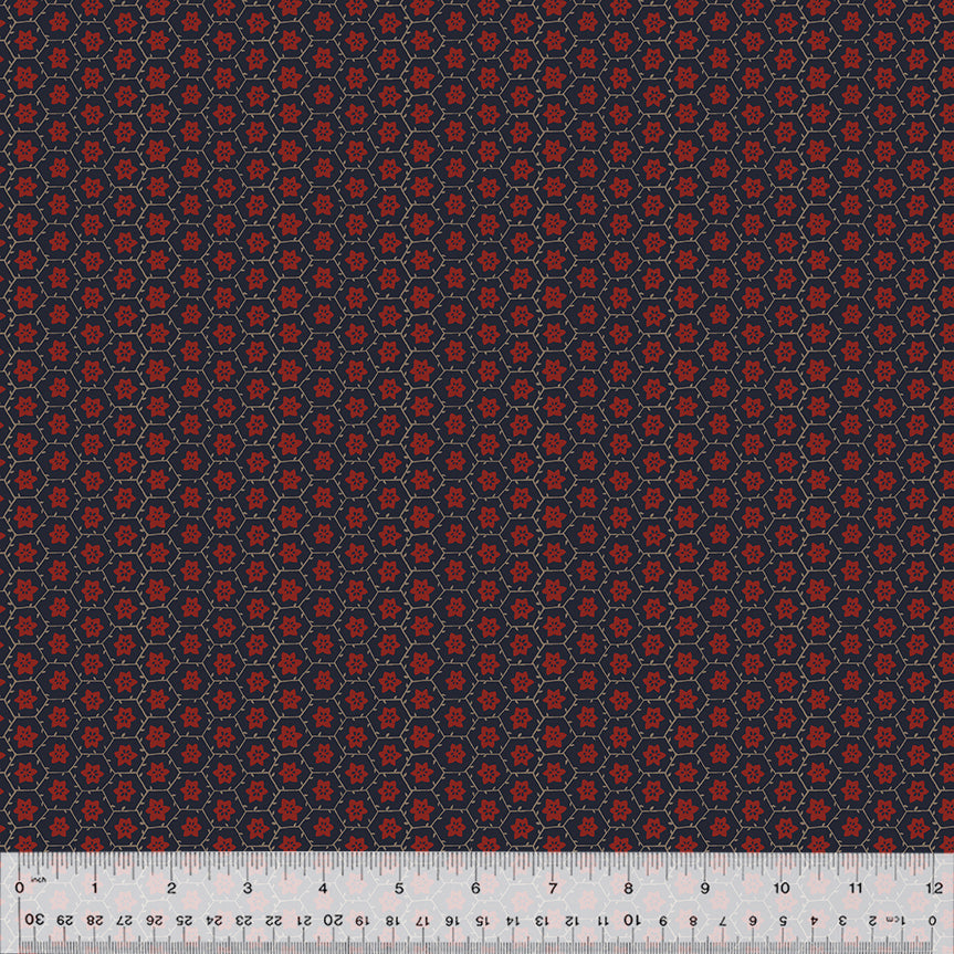Duchess by Williamsburg, Floral Mesh in Navy, per half-yard