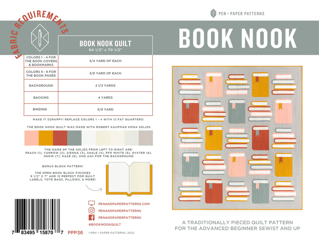 Book Nook Quilt Pattern, by Pen + Paper Patterns