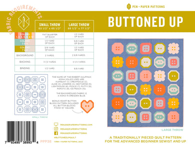 Buttoned Up Quilt Pattern, by Pen + Paper Patterns
