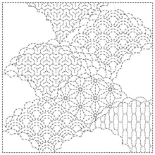 Load image into Gallery viewer, QH Textiles, Sashiko Cloth SC2021- 06W “CUMULUS CLOUD”, Hana-Fukin Sashiko Sampler