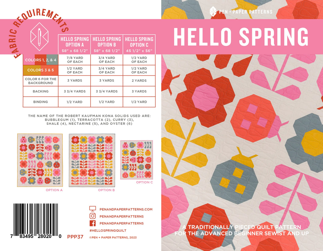 Hello Spring Quilt Pattern, by Pen + Paper Patterns