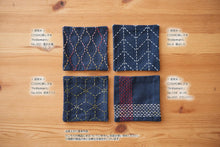Load image into Gallery viewer, LECIEN COSMO Hidamari Sashiko Sampler B for set of 4 Coasters, Select Fabric Colour (3 colours available)