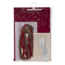 Load image into Gallery viewer, LECIEN COSMO Jizashi Counted Stitch Card Case Sewing Kit, No. 2307 Red Flowers