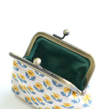 Load image into Gallery viewer, LECIEN COSMO Jizashi Counted Stitch Gamaguchi Kiss-lock Purse Sewing Kit, No. 2309 Yellow Wild Flowers