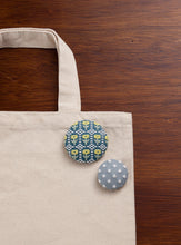 Load image into Gallery viewer, LECIEN COSMO Jizashi Counted Stitch Covered Buttons Brooch Sewing Kit, No. 2312 Yellow Flowers
