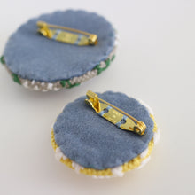 Load image into Gallery viewer, LECIEN COSMO Jizashi Counted Stitch Covered Buttons Brooch Sewing Kit, No. 2313 White Flowers
