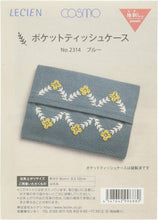 Load image into Gallery viewer, LECIEN COSMO Jizashi Counted Stitch Pocket Tissue Pouch Sewing Kit, No. 2314 Blue