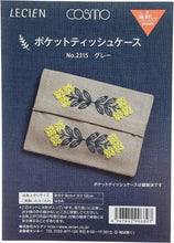 Load image into Gallery viewer, LECIEN COSMO Jizashi Counted Stitch Pocket Tissue Pouch Sewing Kit, No. 2315 Gray