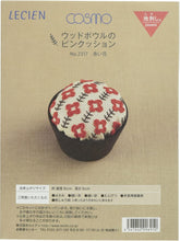 Load image into Gallery viewer, LECIEN COSMO Jizashi Counted Stitch Pin Cushion with Wooden Bowl Sewing Kit, No. 2317 Red Flowers