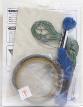 Load image into Gallery viewer, LECIEN COSMO Jizashi Counted Stitch Petite Frame Decoration Sewing Kit, No. 2322 Blue Flowers