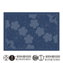 Load image into Gallery viewer, Olympus L-1012, L-2012 Japanese Sashiko Placemat Fabric Only, Shochikubai Design (White OR Indigo)
