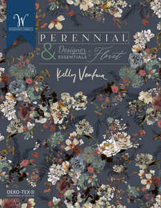 Perennial by Kelly Ventura, Wild Anemone in Indigo, per half-yard