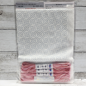 Olympus #SK-376 Japanese Sashiko Hitomezashi, Hana-Fukin Sashiko Sampler - Hitomezashi Kit - Rose Garden (White)