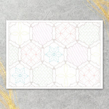 Load image into Gallery viewer, Olympus Sashiko Placemat Kit, Floral Frame Design (SK-506)