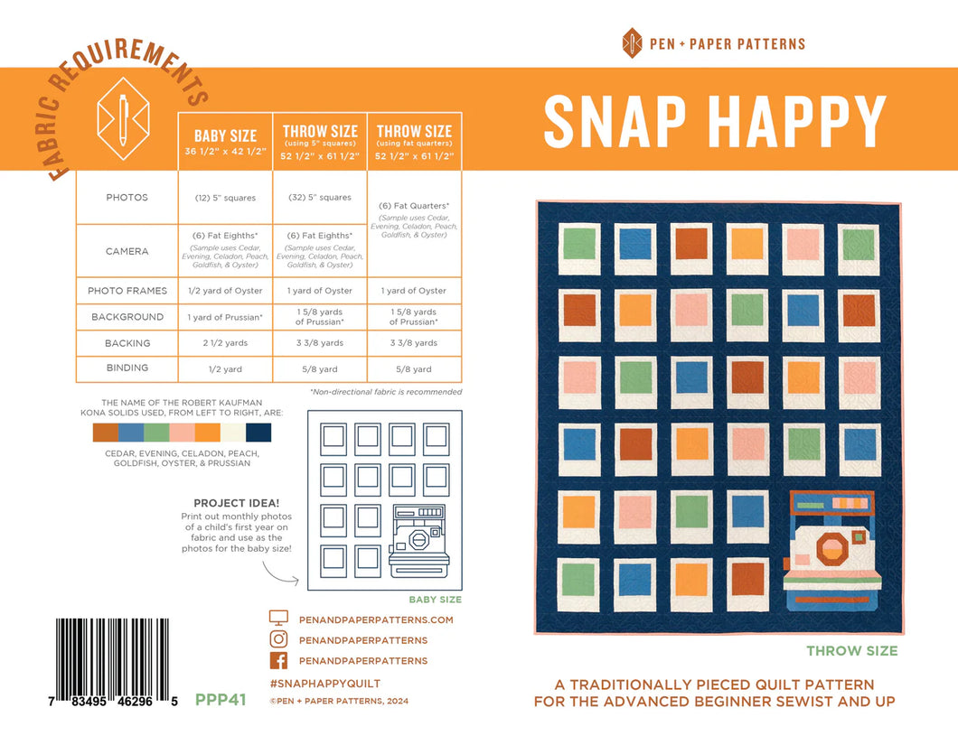 Snap Happy Quilt Pattern, by Pen + Paper Patterns