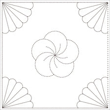 Daruma #5 #204 Yume-Fukin Sashiko Sampler Chrysanthemum and Fans (White or Indigo)