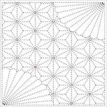 Load image into Gallery viewer, Daruma #11 #207 Yume-Fukin Sashiko Sampler Hemp Leaves and Fans (White or Indigo)