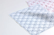Load image into Gallery viewer, Daruma #3 #203 Japanese Yume-Fukin Sashiko Sampler Shippo Seven Treasures (White or Indigo)