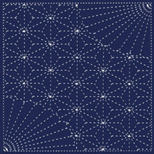 Load image into Gallery viewer, Daruma #11 #207 Yume-Fukin Sashiko Sampler Hemp Leaves and Fans (White or Indigo)