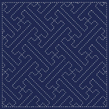 Daruma #210 Japanese Yume-Fukin Sashiko Sampler - Key Maze (Indigo)