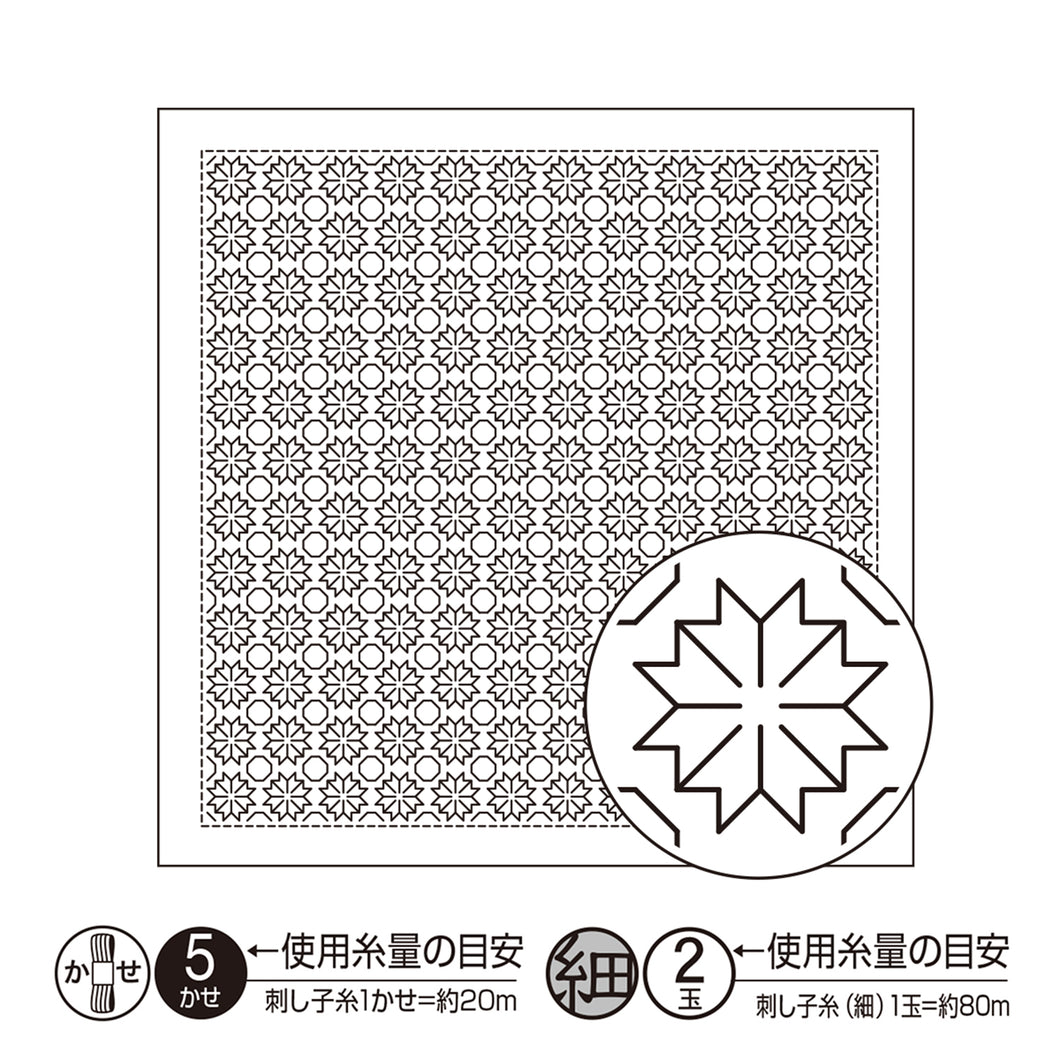 Olympus #H-1034 and #H-5034 Japanese Sashiko Hitomezashi, Hana-Fukin Sashiko Sampler - Chrysanthemum (White OR Mustard)