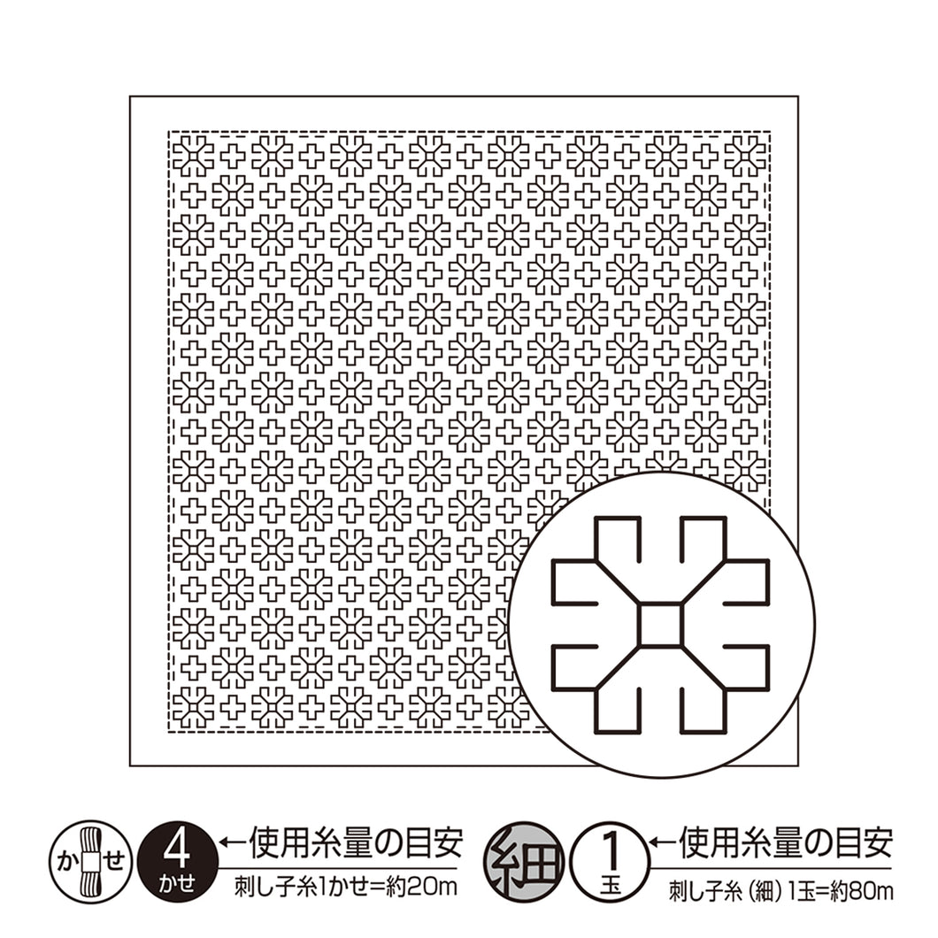 Olympus #H-1054, #H-2054 Japanese Sashiko Hitomezashi, Hana-Fukin Sashiko Sampler - Margaret (White OR Indigo)