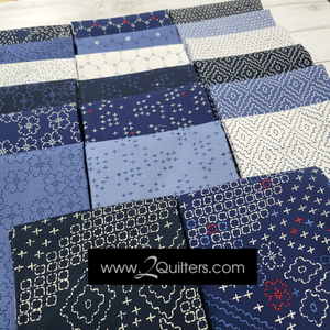 Indigo Stitches, Hexie in Chambray by Whistler Studios for Windham Fabrics, per half-yard