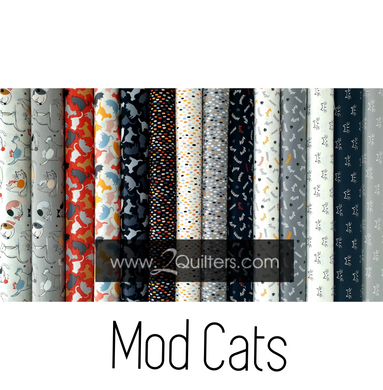BUNDLE (Select Size): Windham Fabrics, Mod Cats, 14 prints