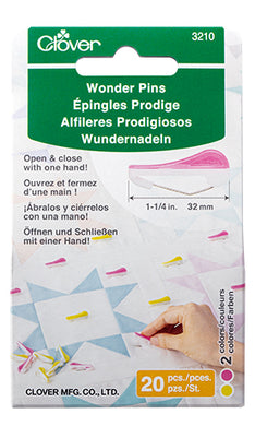 Clover Wonder Pins - Curved Basting Pins, Pack of 20 clips, Pink & Yellow Pins