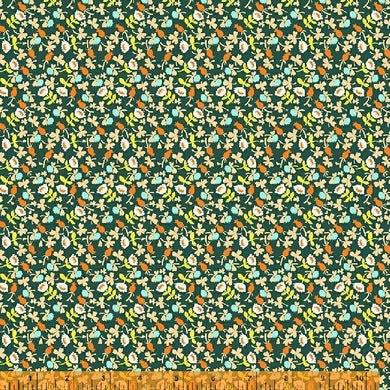 Lucky Rabbit, Calico in Dark Teal by Heather Ross for Windham Fabrics, per half-yard