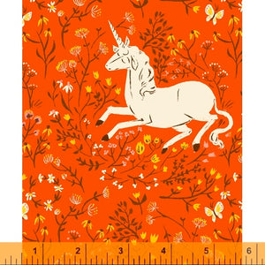 Heather Ross 20th Anniversary, Unicorn in Orange, per half-yard