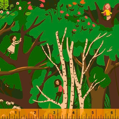 Heather Ross 20th Anniversary, Climbing trees in Green, by Heather Ross