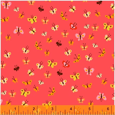 Heather Ross 20th Anniversary, Butterflies in Coral, by Heather Ross