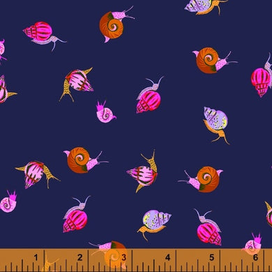 Heather Ross 20th Anniversary, Snails in Indigo, by Heather Ross