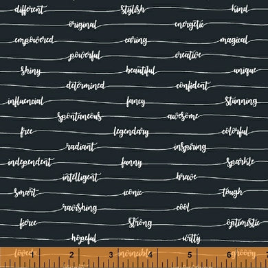 *Closeout Sale* Good Vibes Only, Cursive in Night, Windham Fabrics, 72