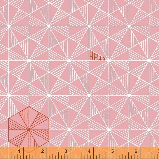 Good Vibes Only, Prisms in Flamingo, Windham Fabrics, per half yard