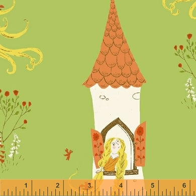 Far Far Away 2, Rapunzel in Green, by Heather Ross for Windham Fabrics, per half-yard