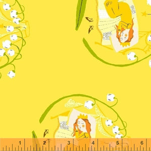Far Far Away 2, Sleeping Beauty in Yellow, by Heather Ross for Windham Fabrics, per half-yard