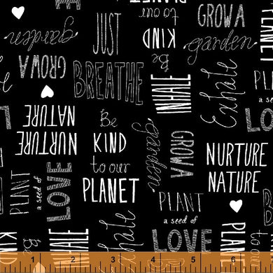 *Closeout Sale* Love The Earth, Nature Lover in Black, Windham Fabrics, per half yard
