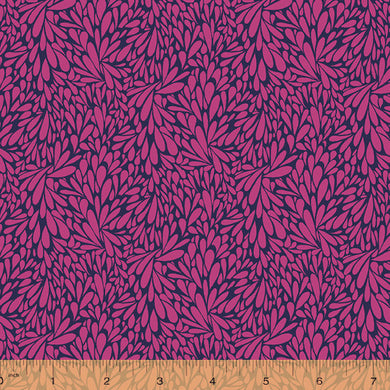 Solstice, Leafy - Fuchsia by Sally Kelly, per half-yard