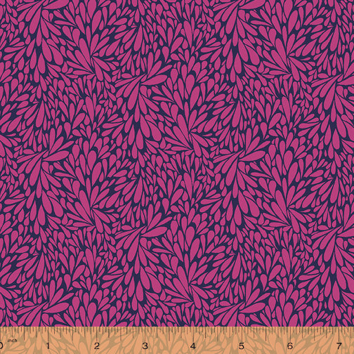 Solstice, Leafy - Fuchsia by Sally Kelly, per half-yard