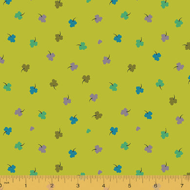 Solstice, Clover - Lime by Sally Kelly, per half-yard